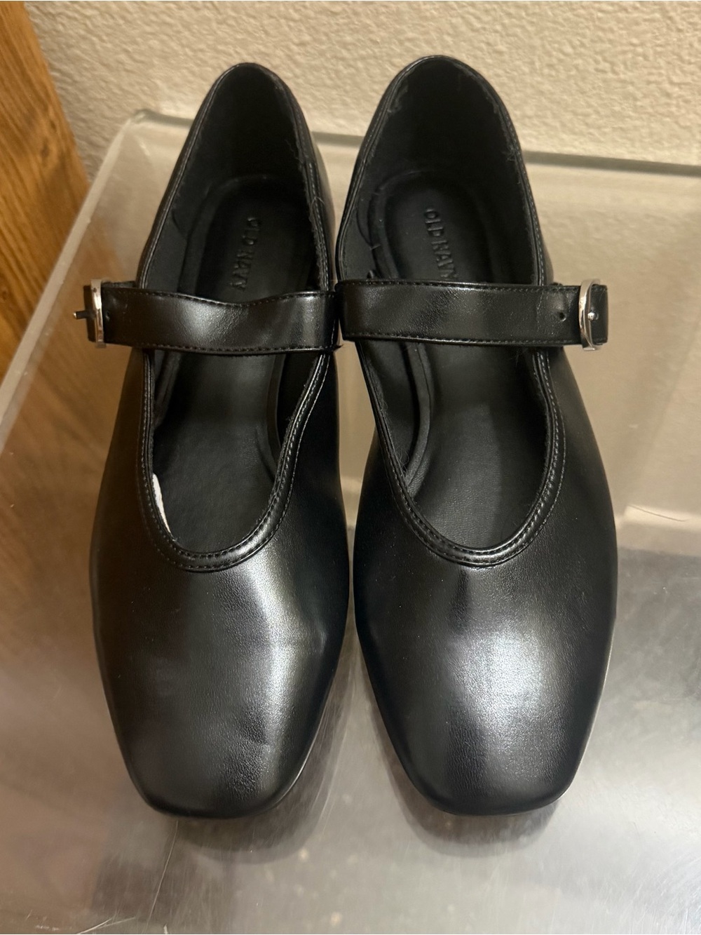 Old Navy Black Mary Jane Flat with Silver Buckle